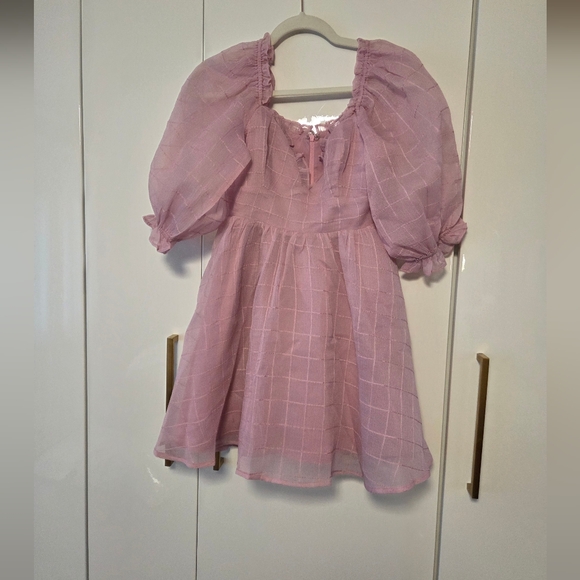 NWOT Storia Pink Plaid Babydoll Dress - Picture 2 of 5